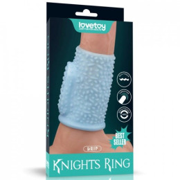 Насадка на пенис с вибрацией Drip Knights Ring (10*3,7) голубая