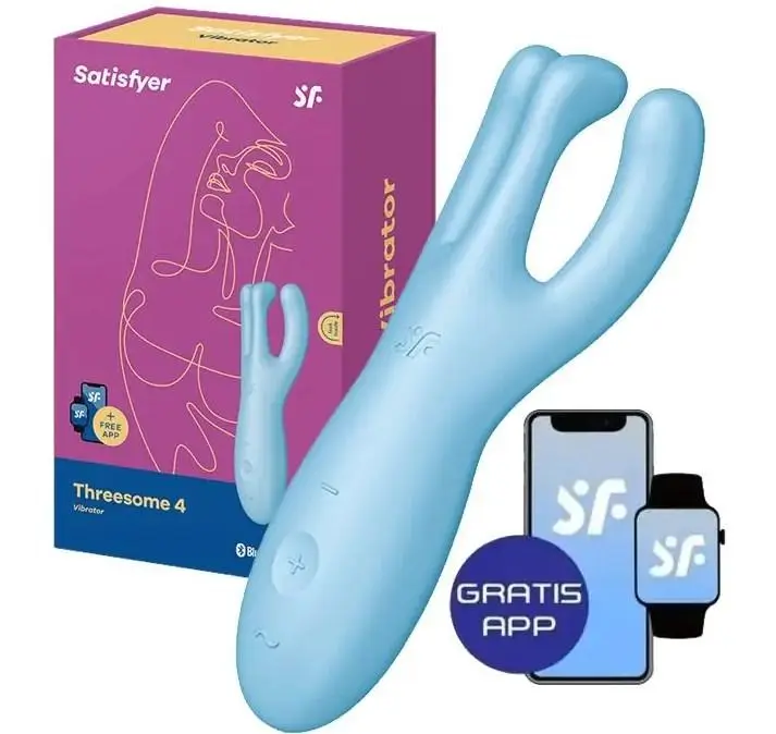 Клиторальный вибростимулятор Satisfyer Threesome 4 Connect App голубой